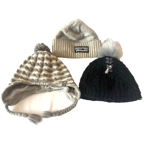 Lot 3 Patagonia North Face Turtlefur Womens Cable Knit Beanie Hat Outdoor Hiking - Picture 1 of 7